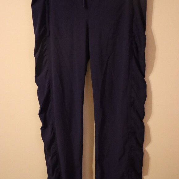Athleta Light long navy pants, drawstring waist, zipper close side, Size 14 - Picture 9 of 10